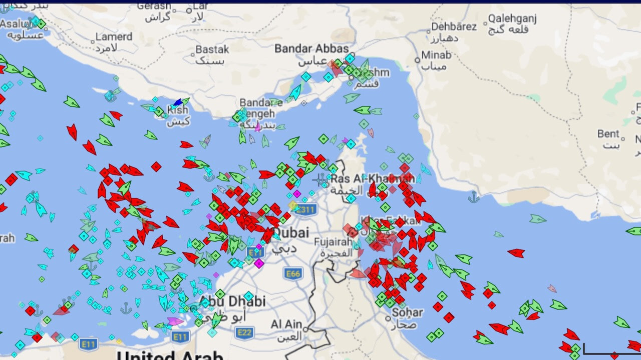 Strasse von Hormuz am 5 Maerz. Foto: Marine Traffic