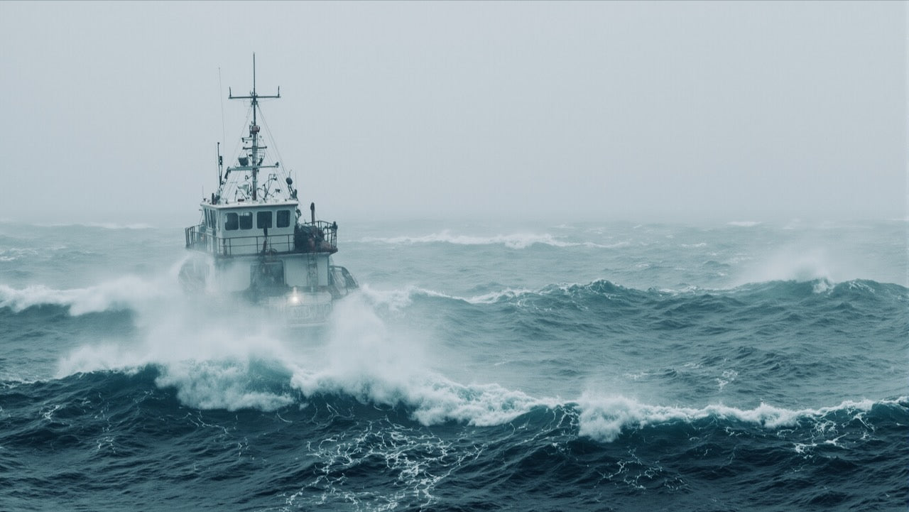 Symbolbild Trawler im Sturm von Adobe Stock im Ankerherz Blog
