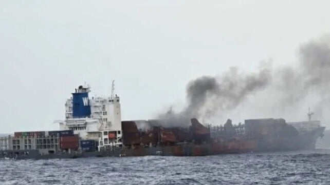 Brennender Frachter Wan Hai 503. Foto: DSG