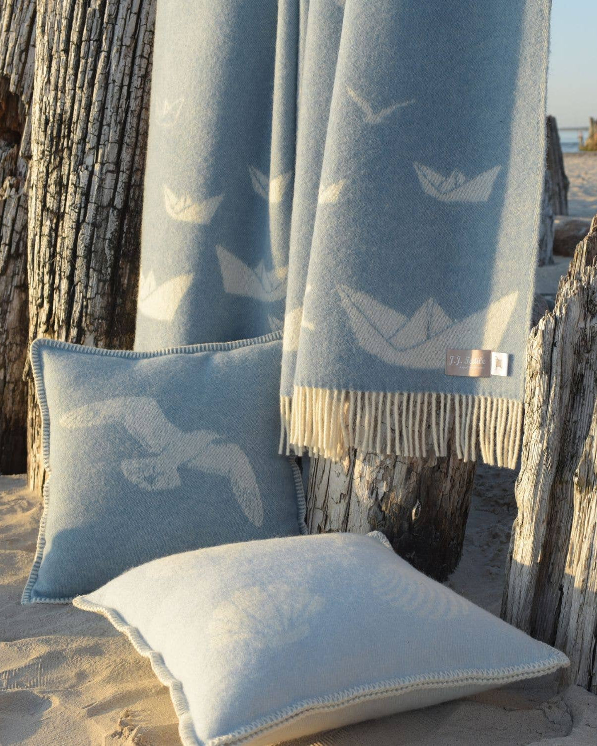 Kissenbezug Möwen aus 100% Wolle - Wendbar 45 x 45 cm