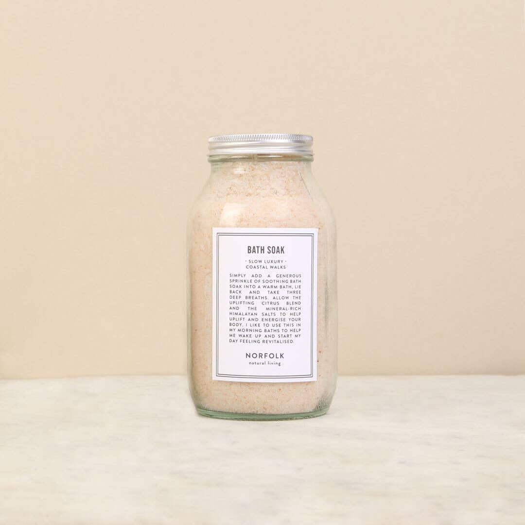Norfolk Natural Living Bath Soak Coastal Walks – Produktfoto des Einmachglases mit Label