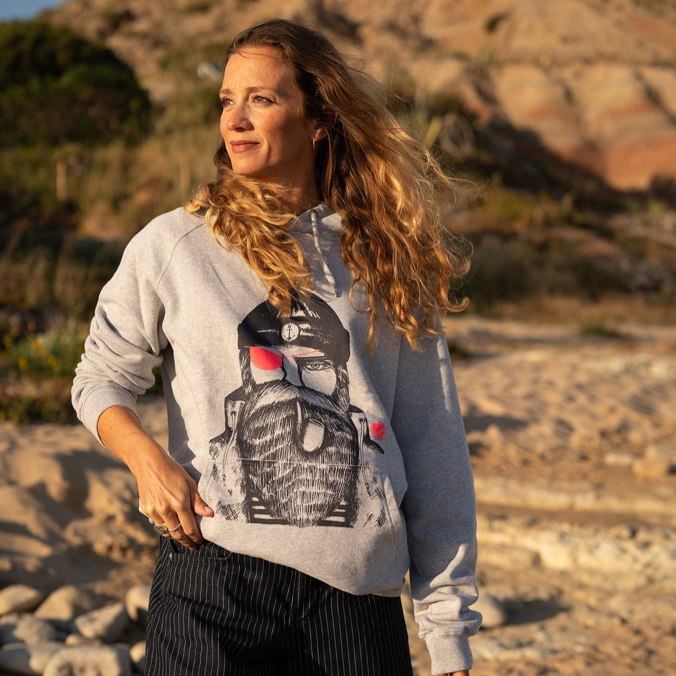 Hoodie Seemann mit Neon-Print Pink