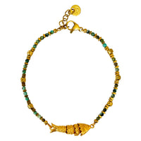 Goldener Fisch — Armband mit Türkissteinen