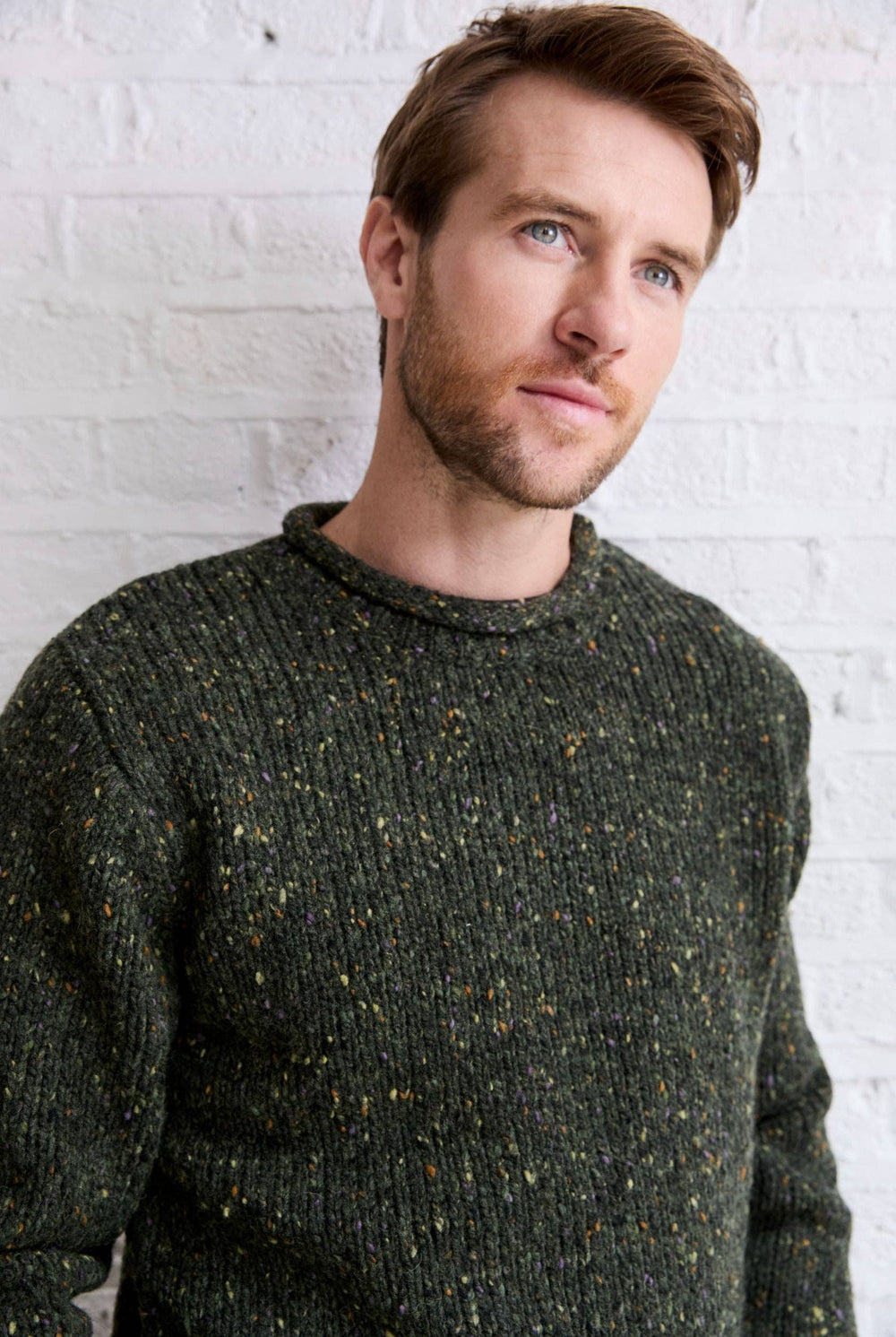 Tweed Strickpullover - Grün