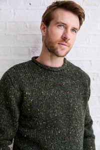 Tweed Strickpullover - Grün