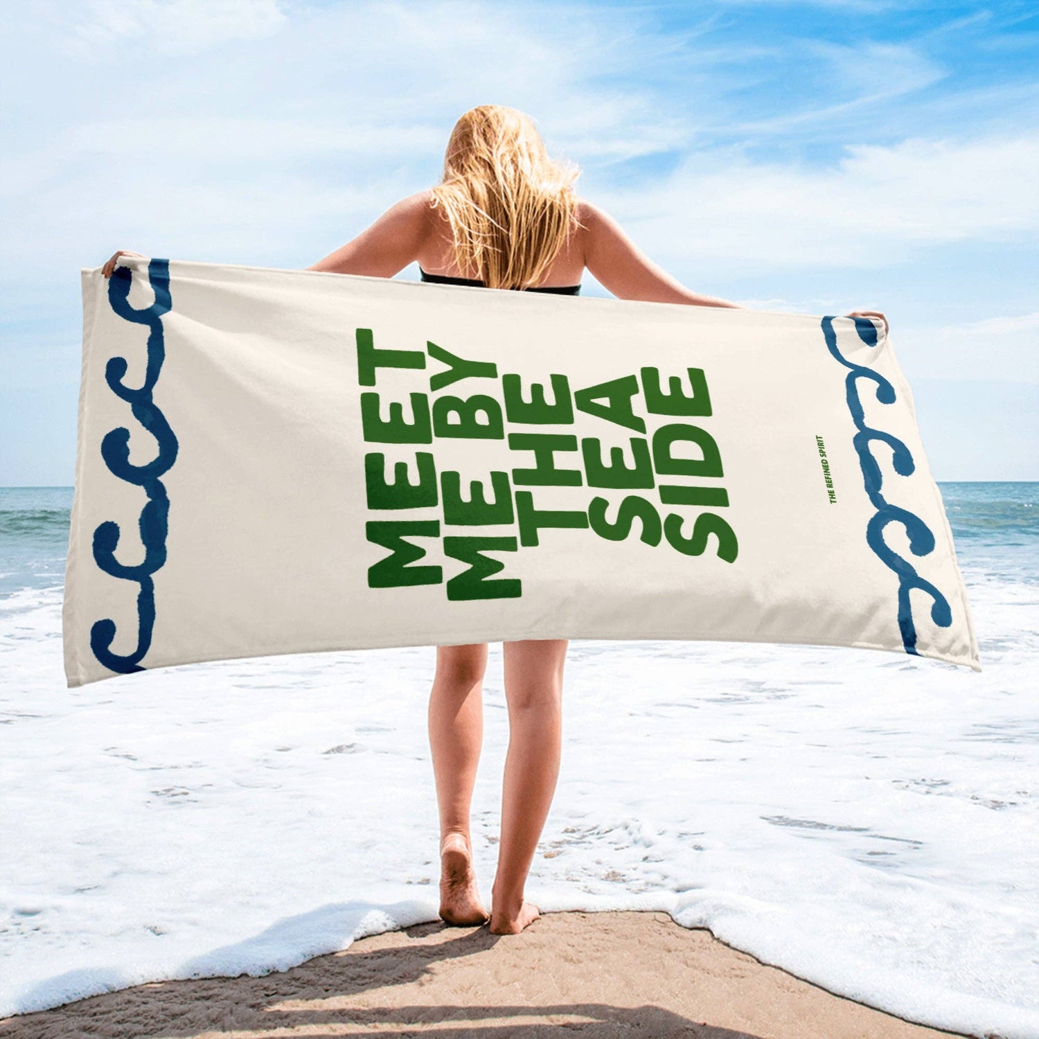 Strandtuch Meet me by the Seaside – Produktfoto liegend, 76 × 152 cm