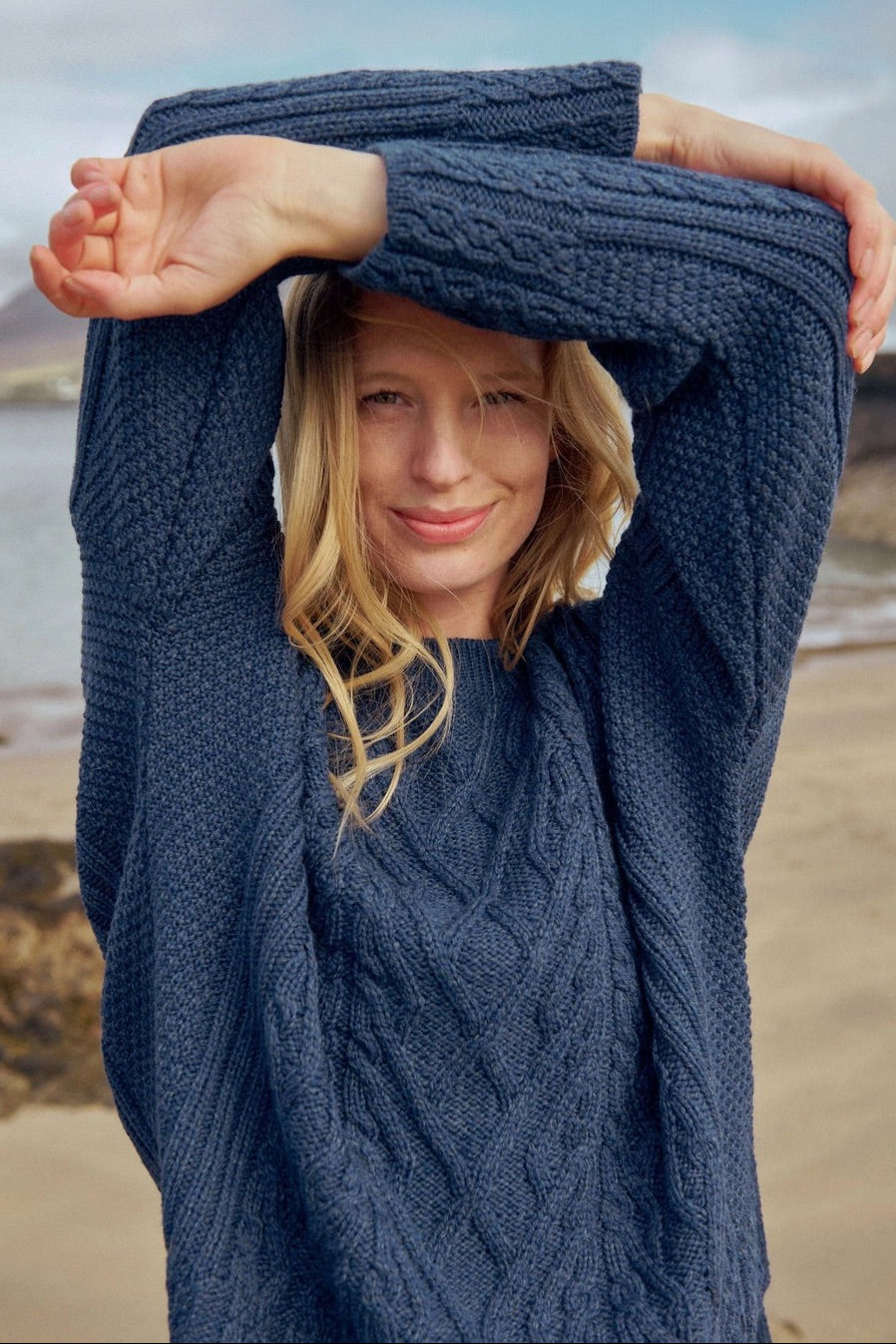 Oversize irischer Aran Strickpullover