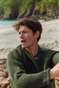 Tweed Strickpullover - Grün