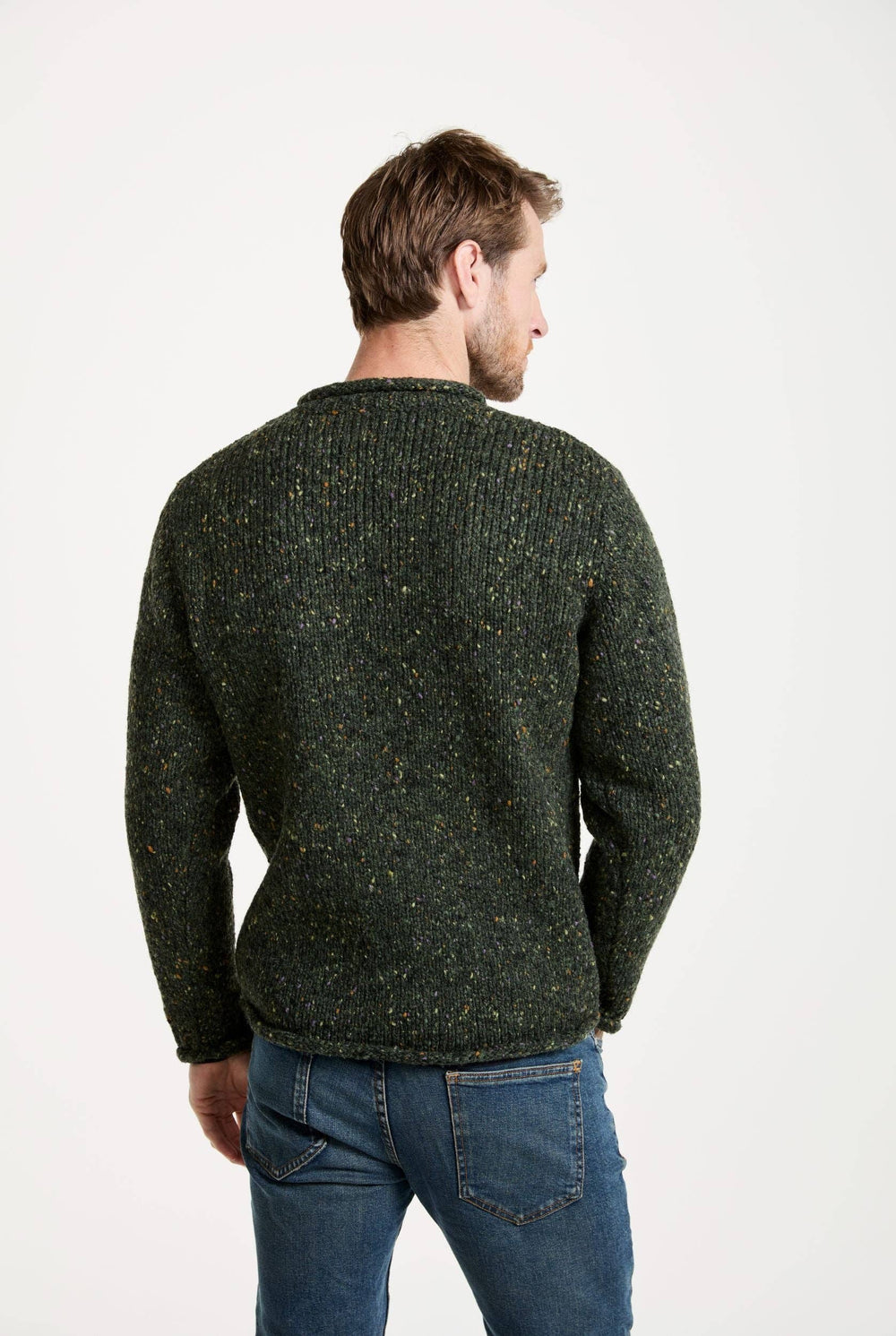 Tweed Strickpullover - Grün