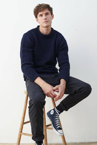 Tweed Strickpullover - Navy