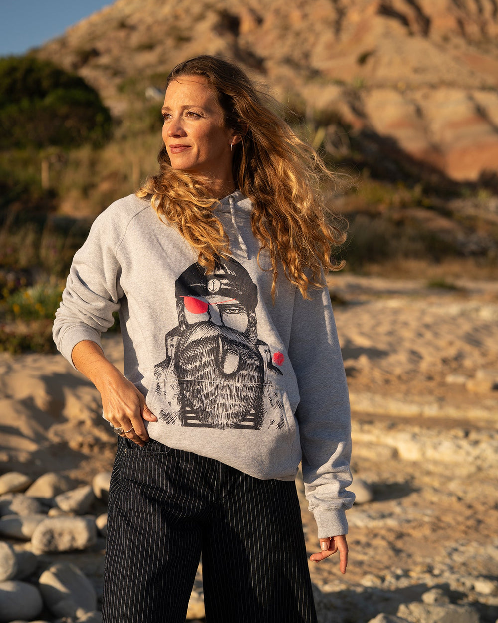 Hoodie Seemann mit Neon-Print Pink