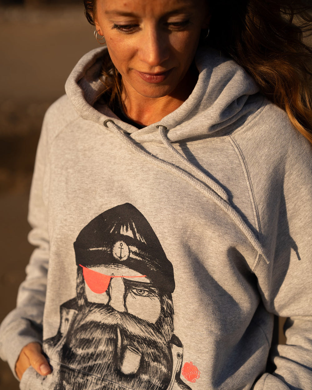 Hoodie Seemann mit Neon-Print Pink