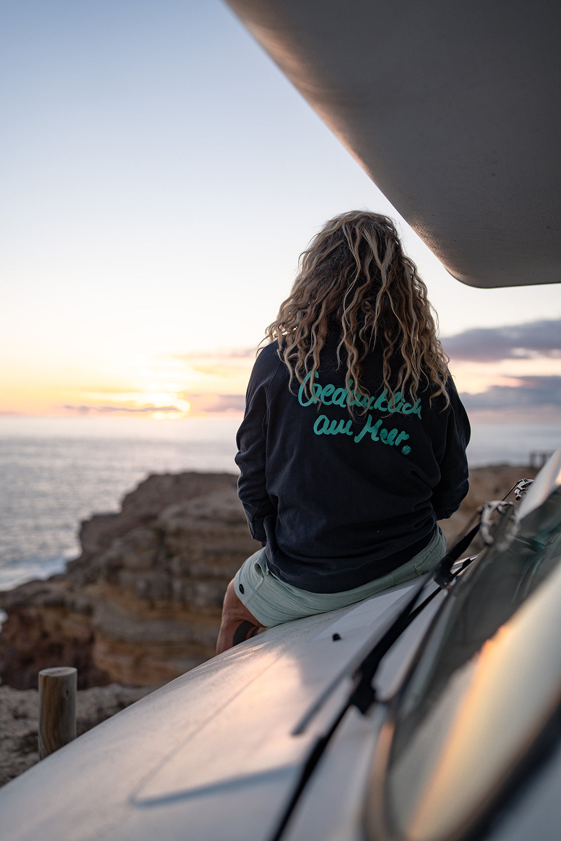 Kapuzenpullover Gedanklich am Meer navy/türkis | ankerherz.de