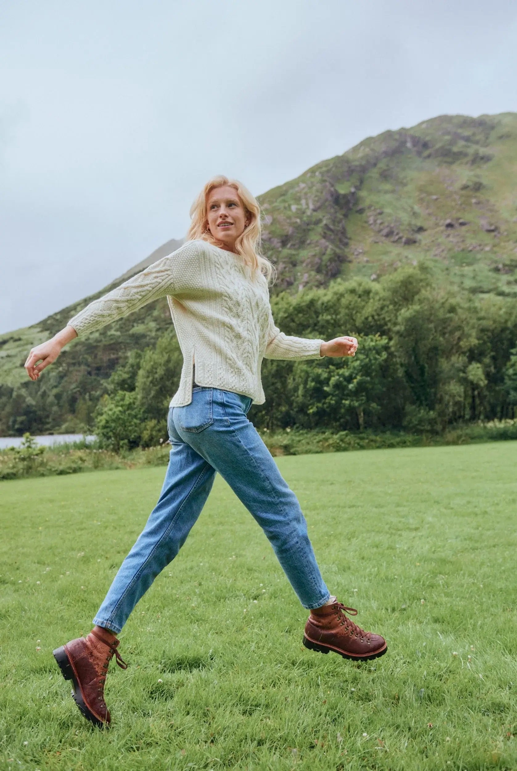 Oversize Aran Pullover cremefarben | ankerherz.de