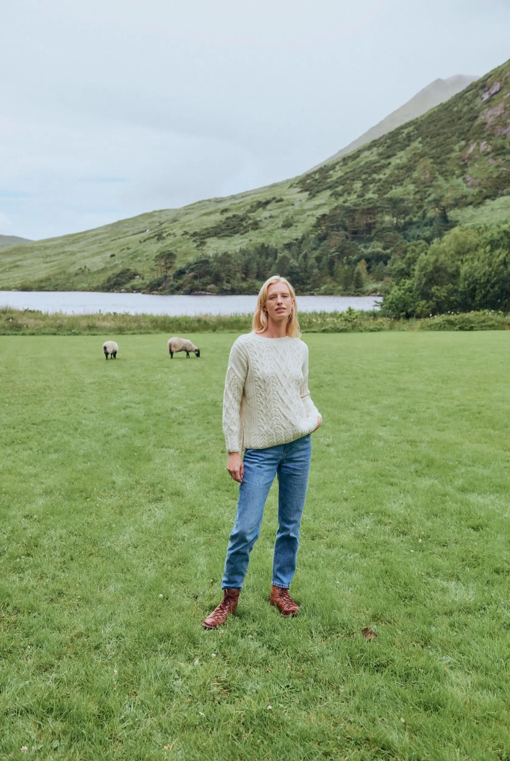 Oversize Aran Pullover cremefarben | ankerherz.de