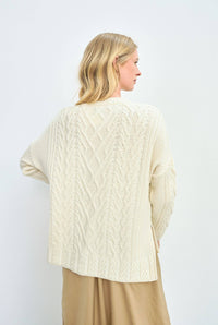 Oversize Aran Pullover cremefarben | ankerherz.de