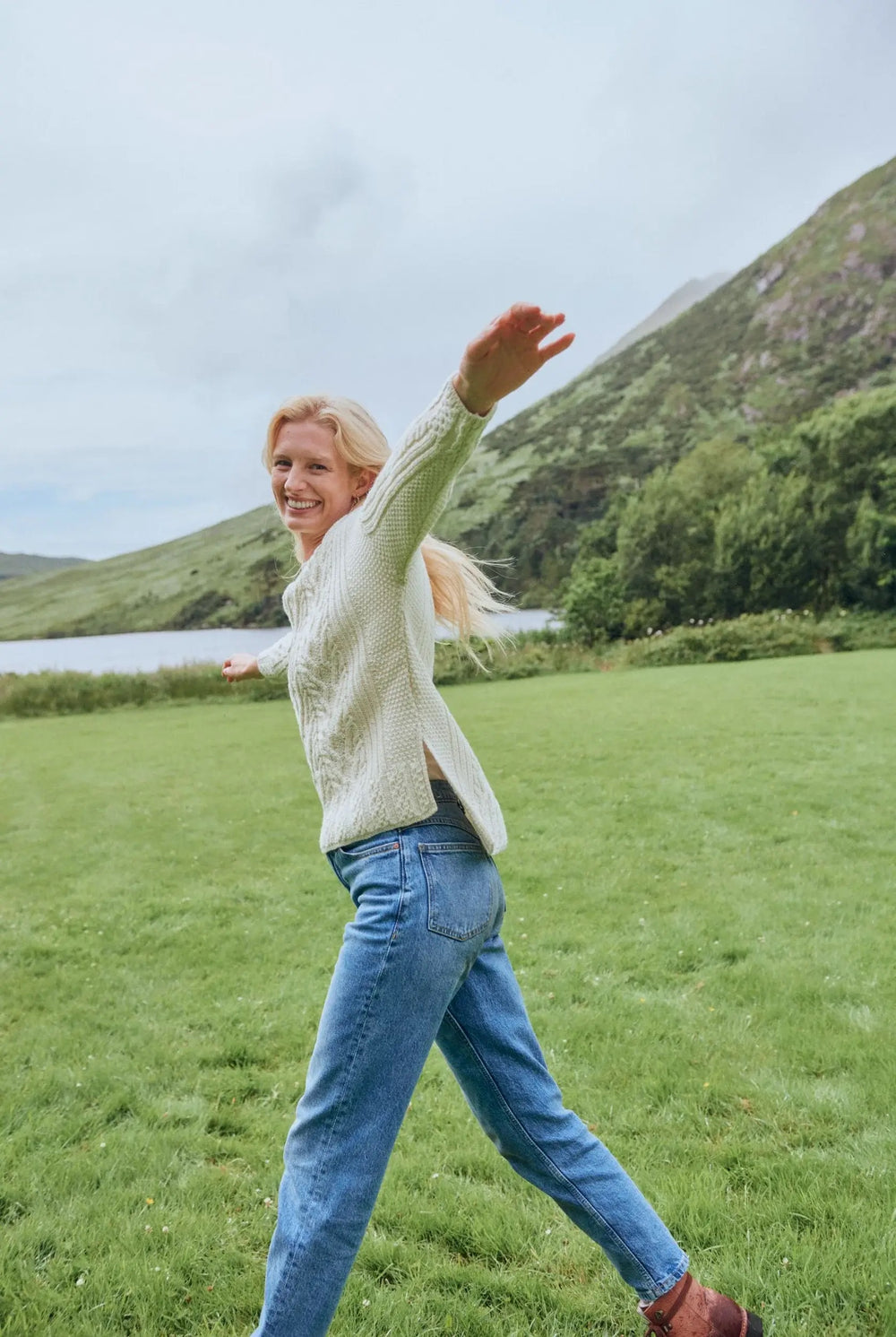 Oversize Aran Pullover cremefarben | ankerherz.de