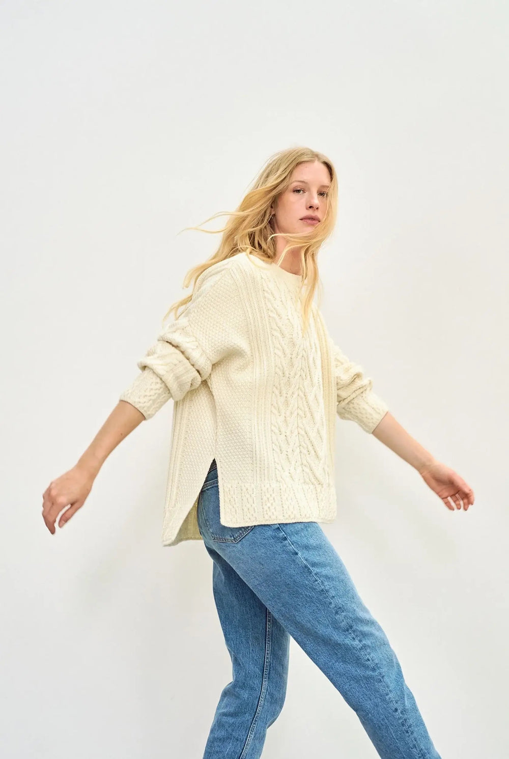 Oversize Aran Pullover cremefarben | ankerherz.de