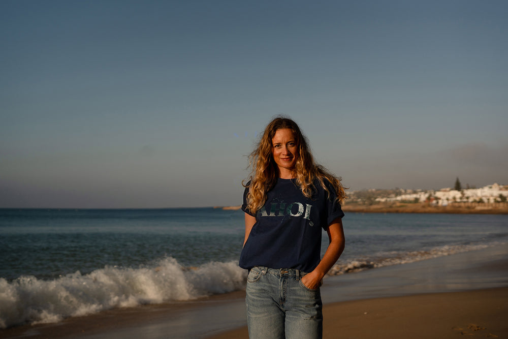Frauen T-Shirt AHOI navy | ankerherz.de
