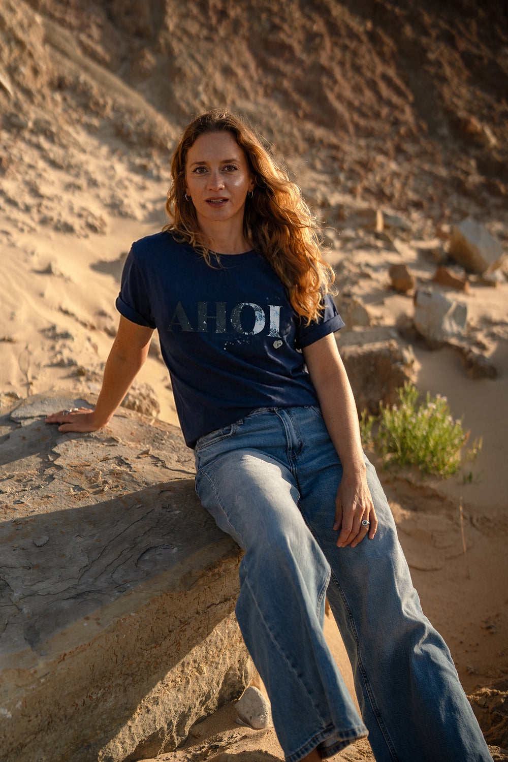 Frauen T-Shirt AHOI navy | ankerherz.de