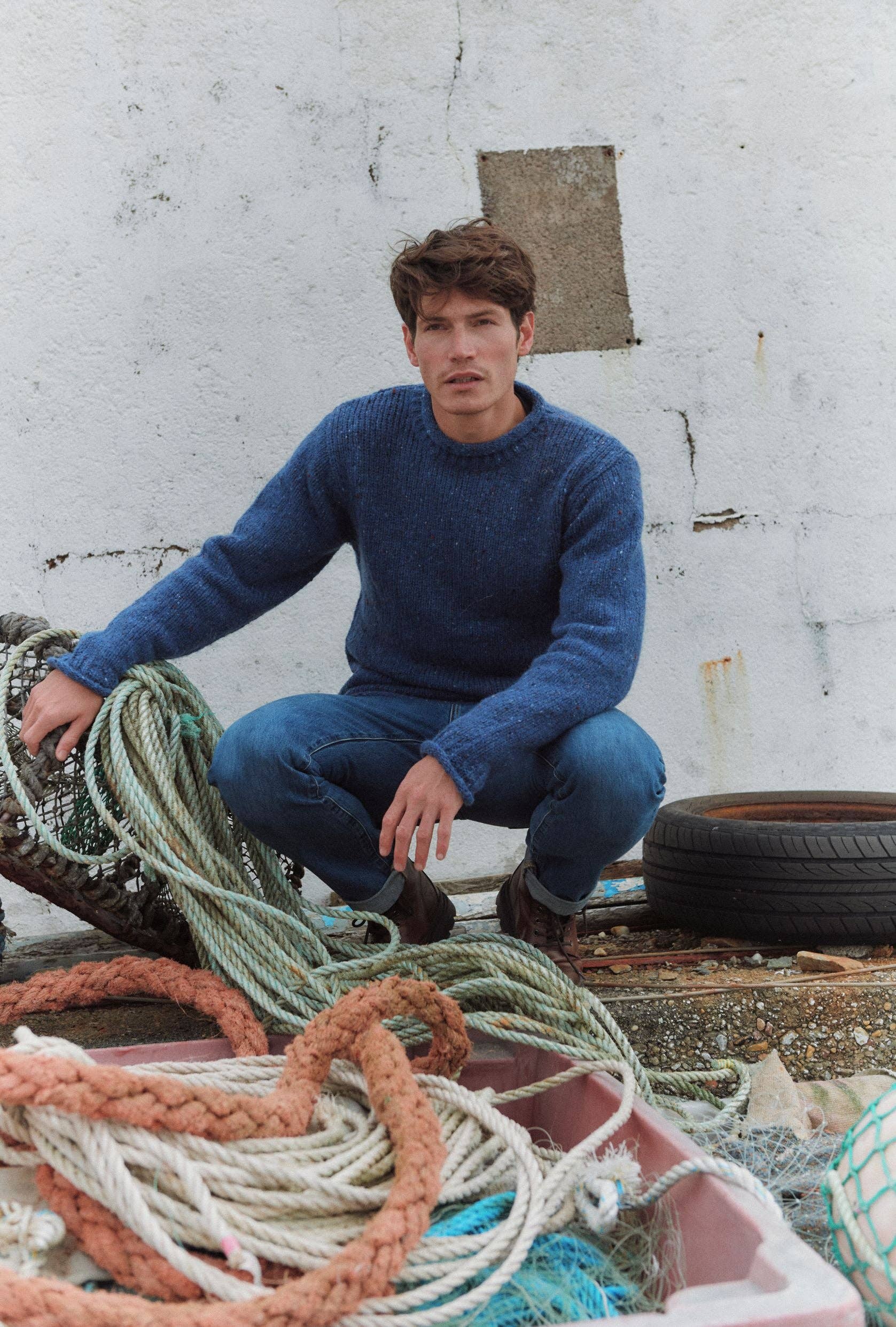 Tweed Rollkragenpullover - Denim | ankerherz.de