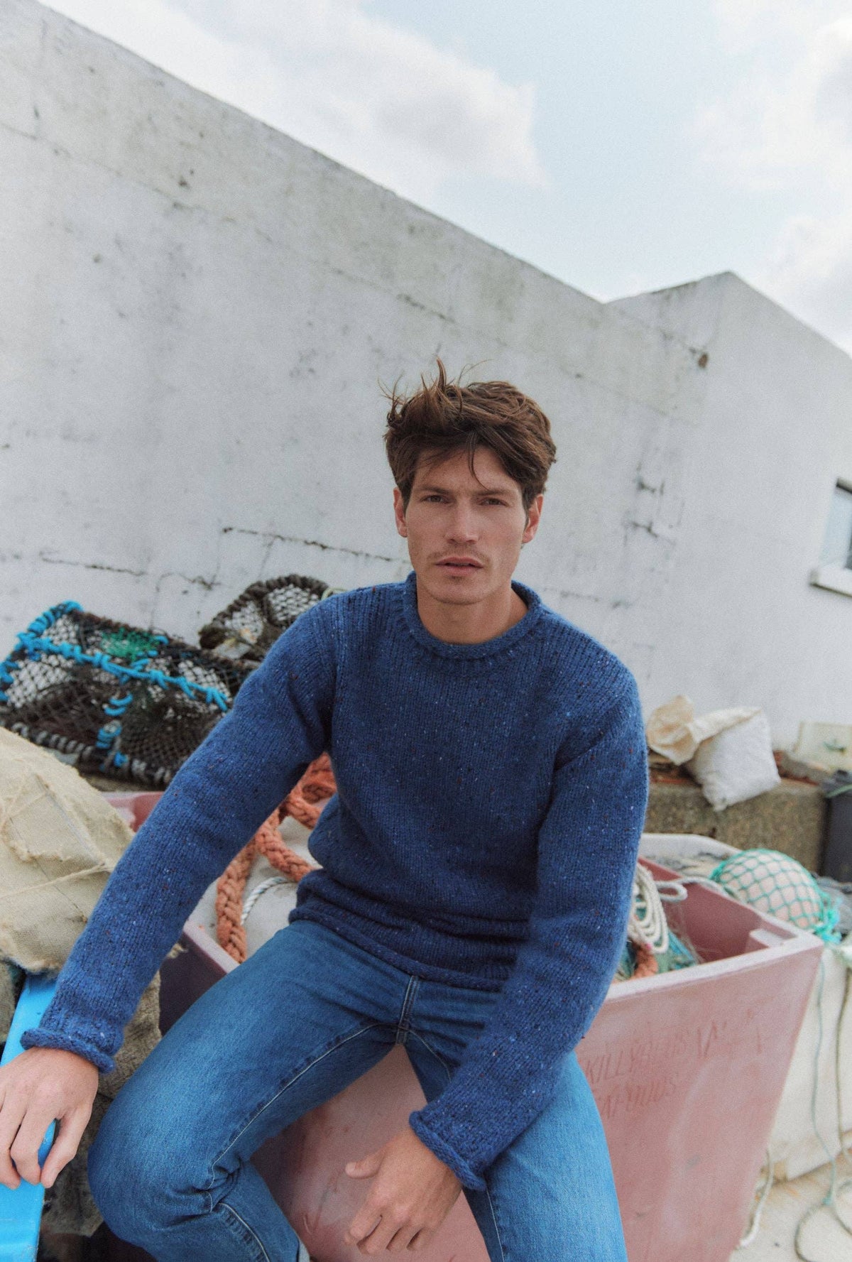Tweed Rollkragenpullover - Denim | ankerherz.de