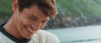 Aran Strickpullover mit NavyStreifen - Creme - ankerherz.de