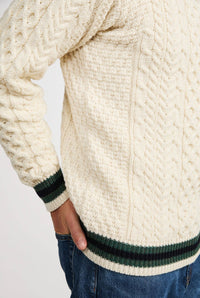 Aran Strickpullover mit NavyStreifen - Creme - ankerherz.de