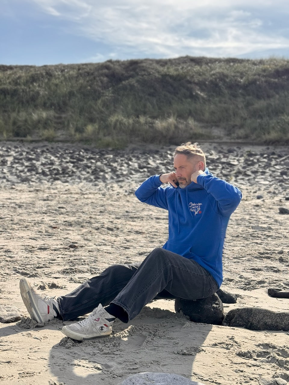 Hoodie "Dahinten wird's hell" – Royalblau