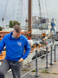 Hoodie "Dahinten wird's hell" – Royalblau