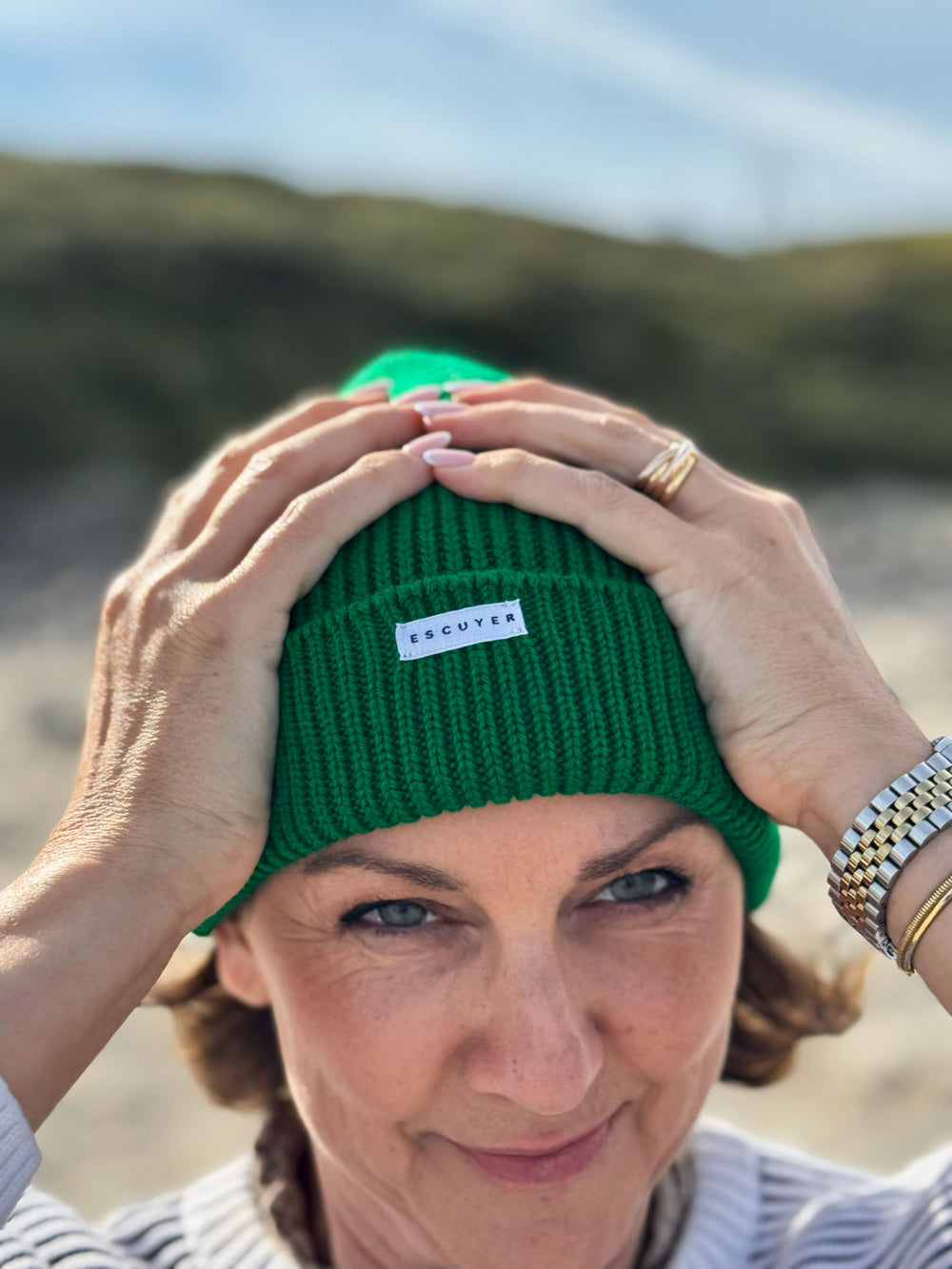 grüne Mütze aus weicher Meroniowolle in grün