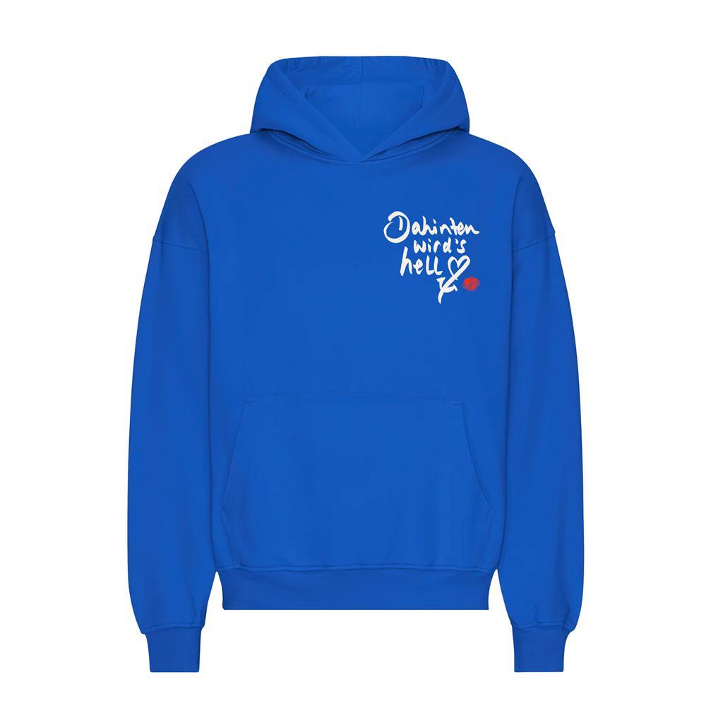 Hoodie "Dahinten wird's hell" – Royalblau