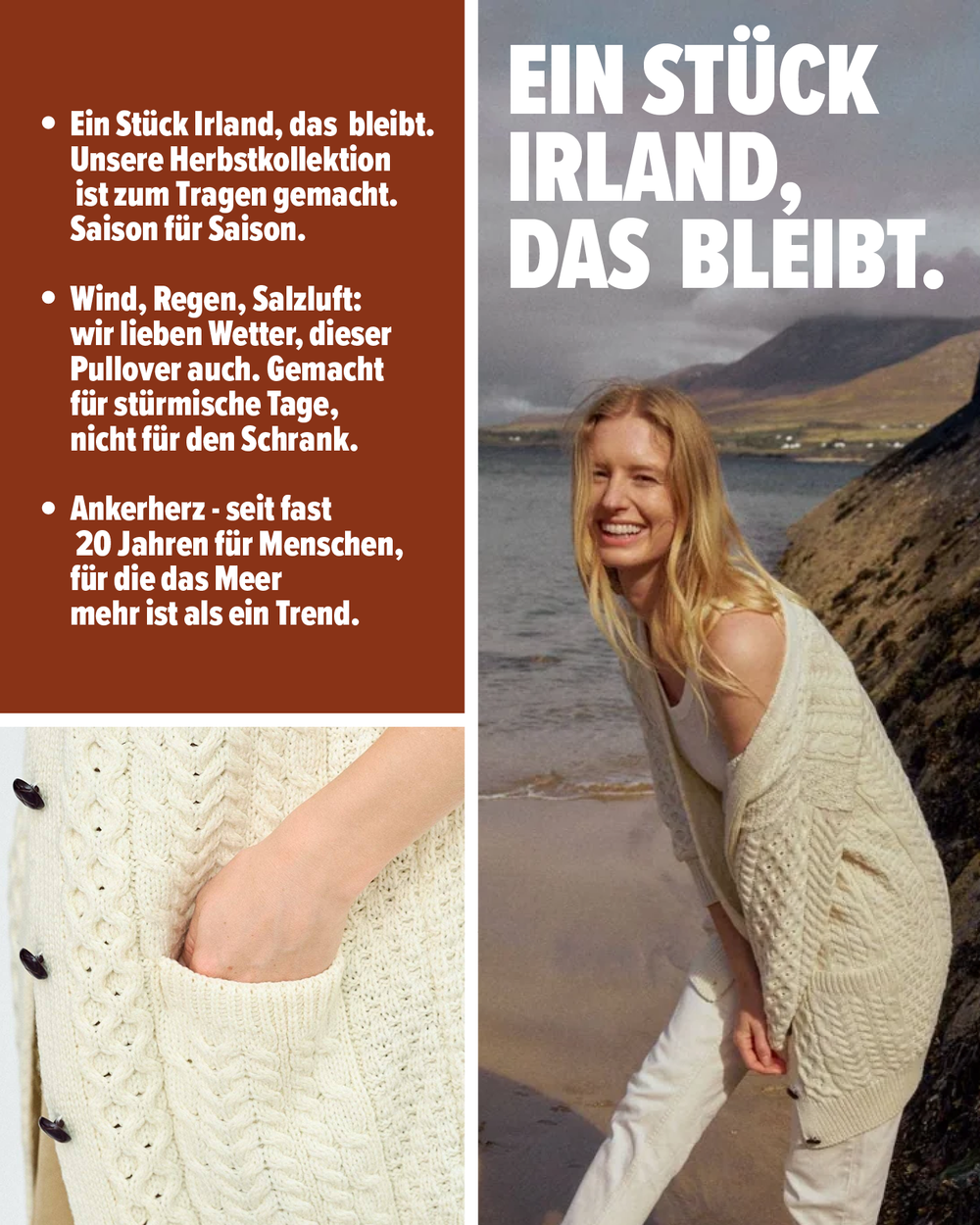 lange Aran Strickjacke