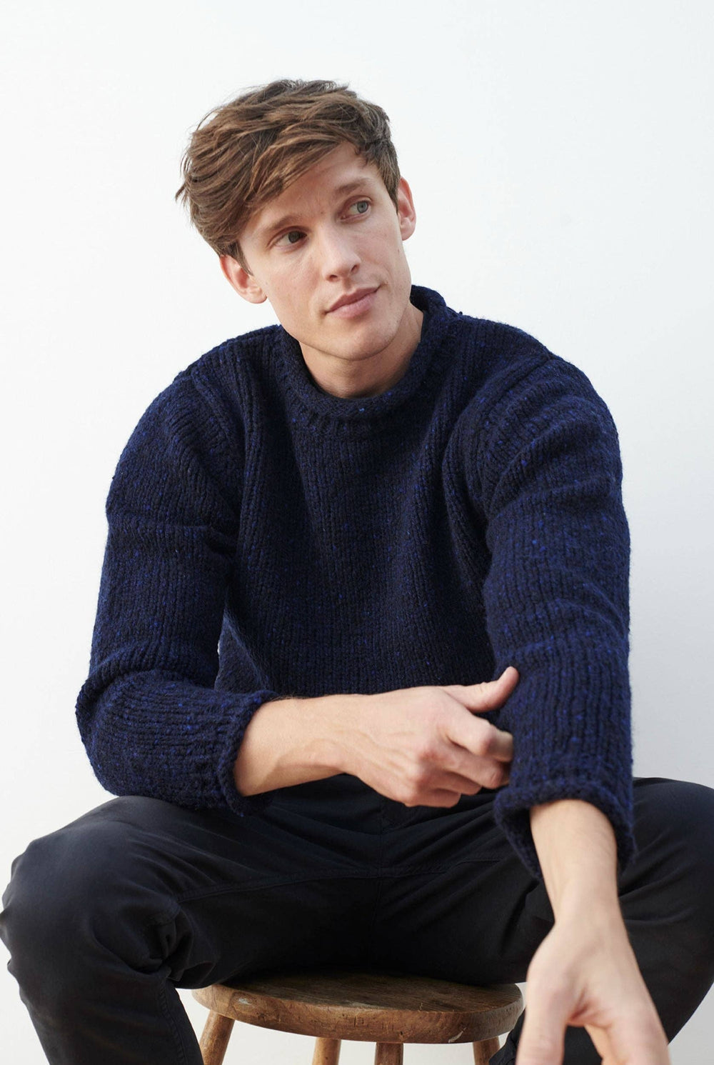 Tweed Strickpullover - Navy