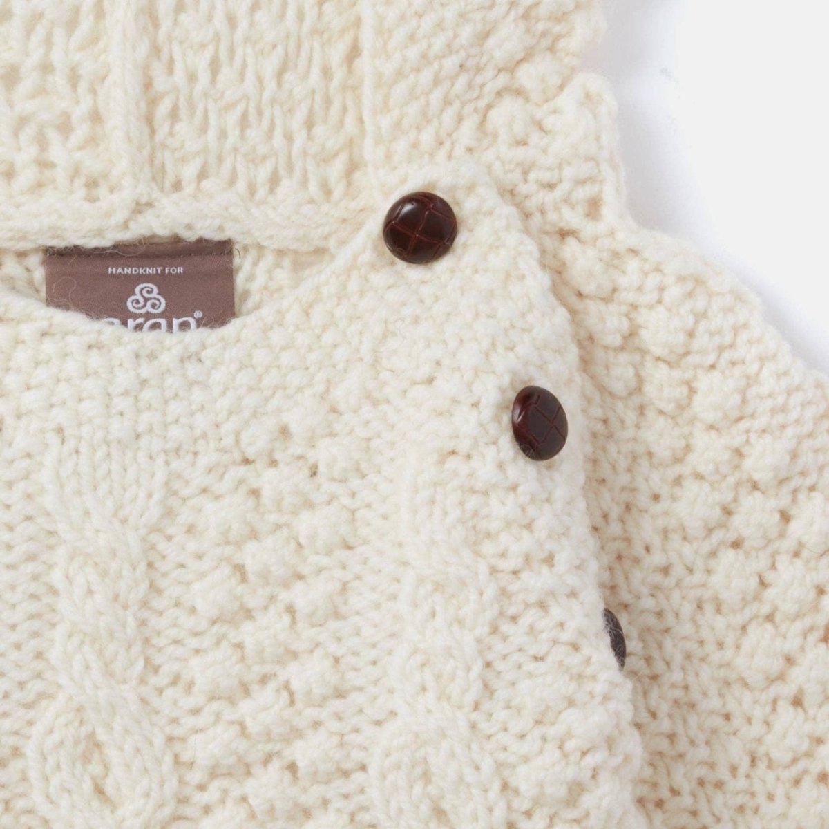 Baby Aran Strickpullover mit Kapuze - Ankerherz Verlag