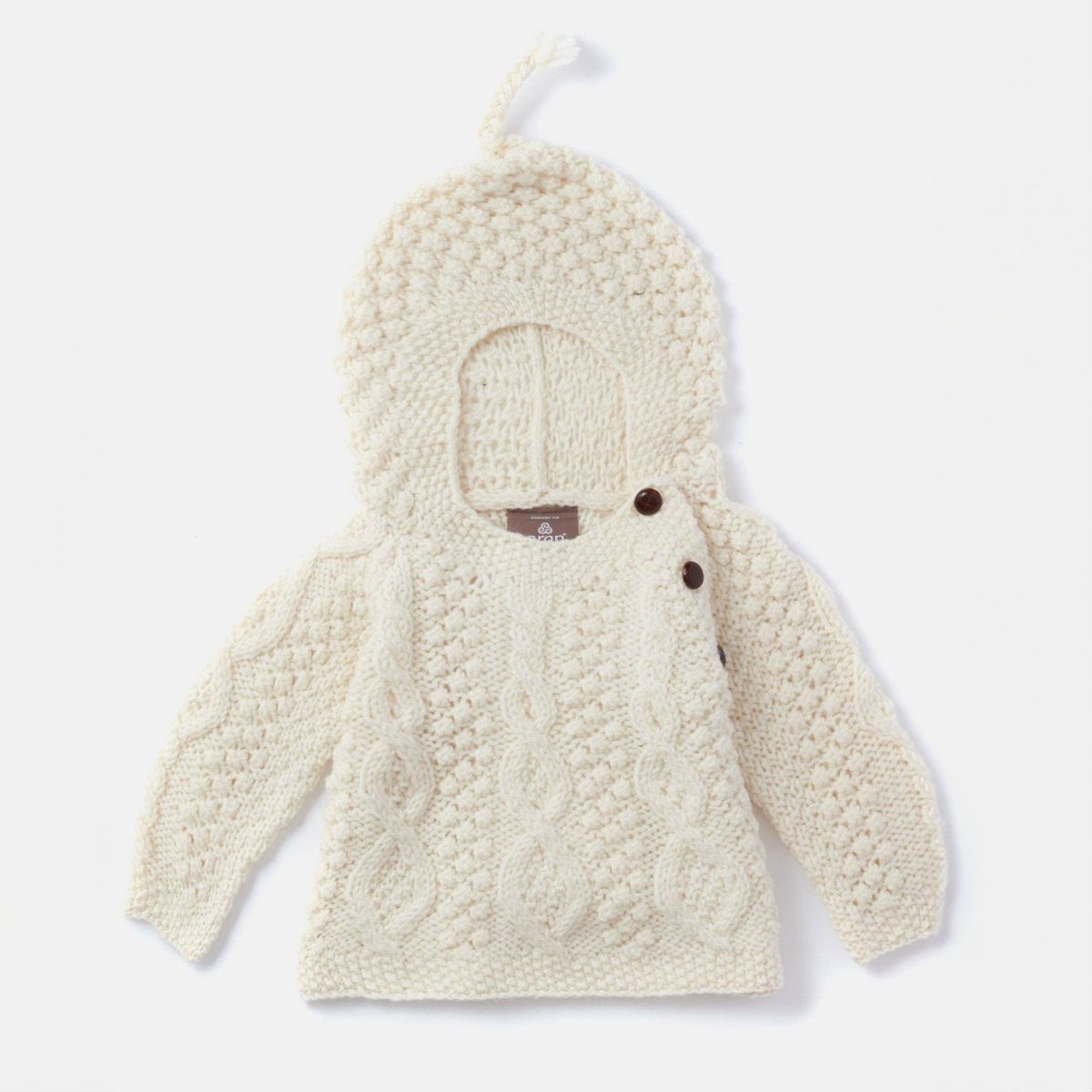 Baby Aran Strickpullover mit Kapuze - Ankerherz Verlag