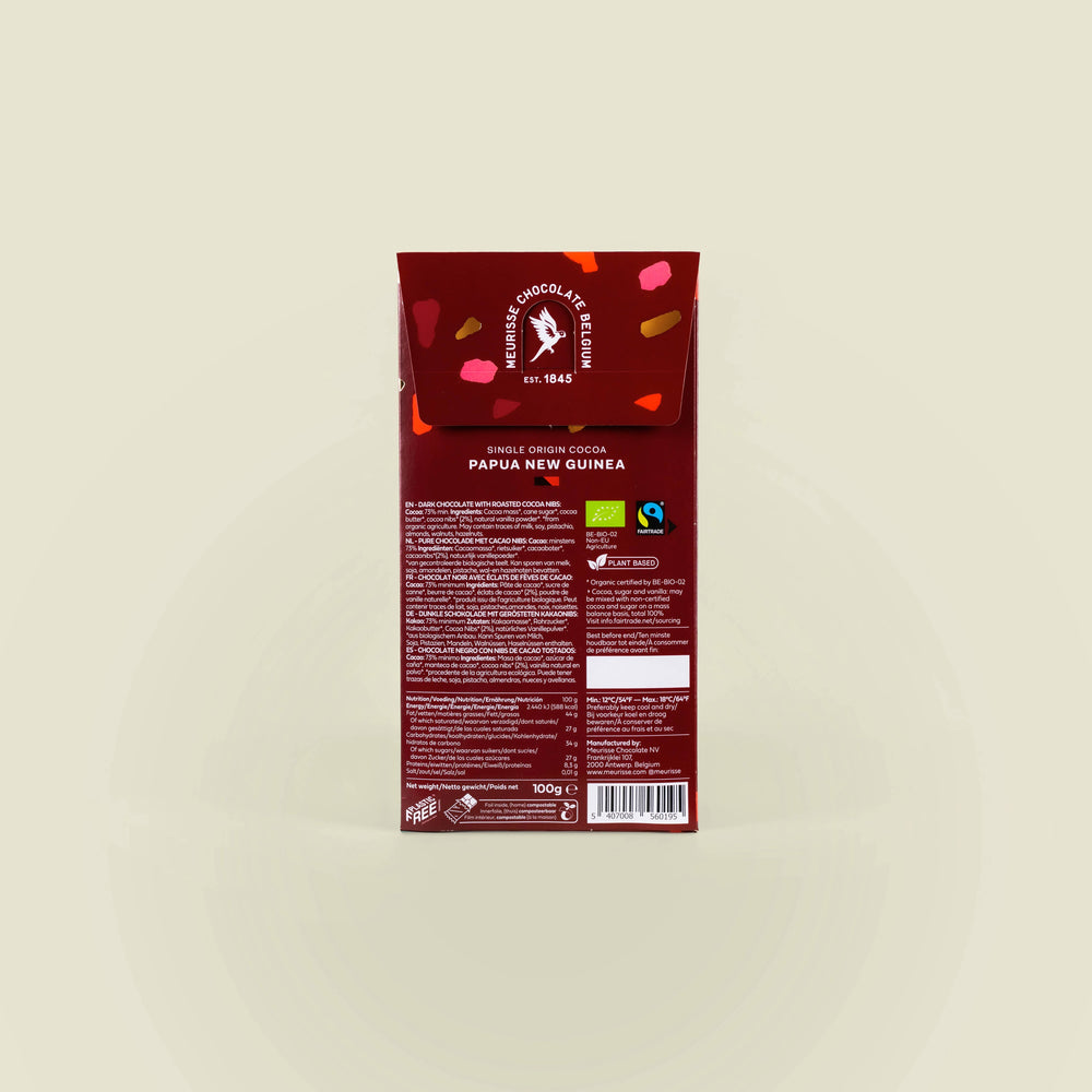 Meurisse Bio Zartbitterschokolade mit gerösteten Kakaonibs