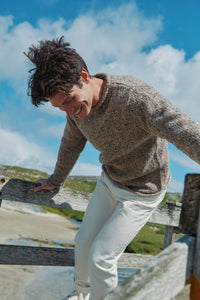 Tweed Strickpullover – Haferfarbe