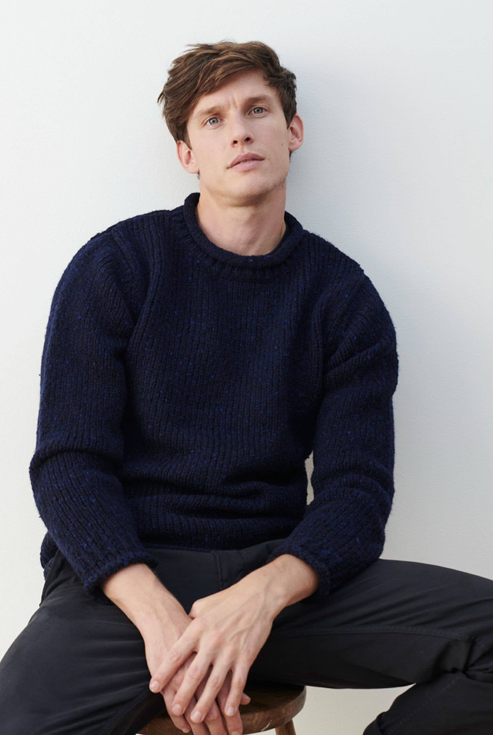 Tweed Strickpullover - Navy