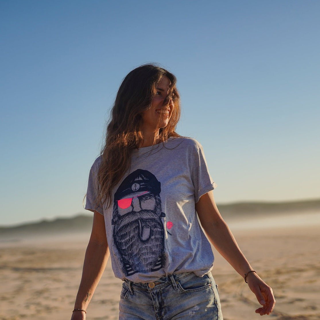 Frauen T-Shirt Seemann neon-pink - Ankerherz Verlag