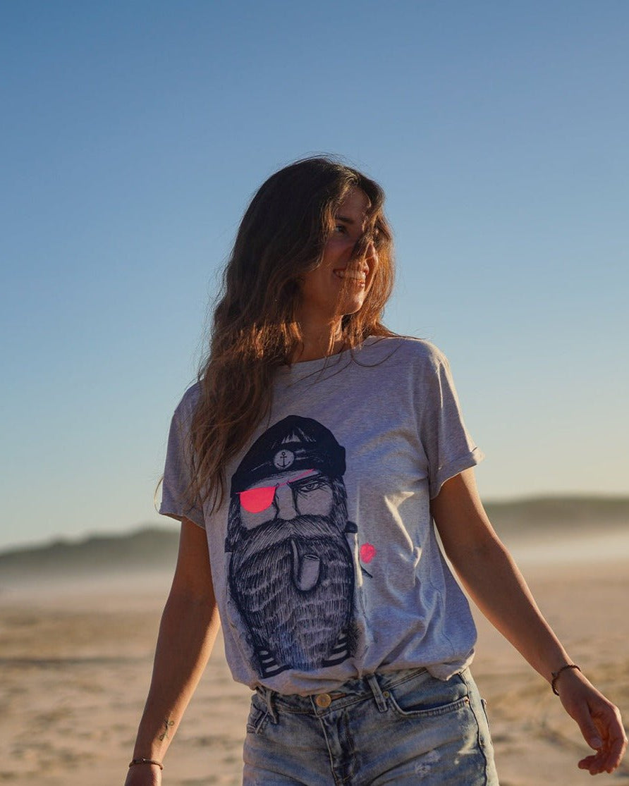 Frauen T-Shirt Seemann neon-pink - Ankerherz Verlag
