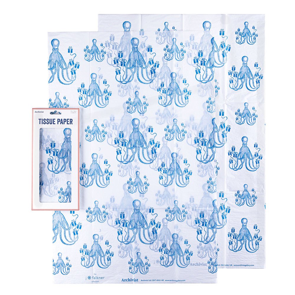 Geschenk- und Seidenpapier Oktopus 3 Bögen 50x76 cm - Ankerherz Verlag