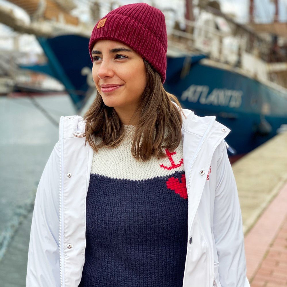 Handgestrickter Islandpullover Anker und Herz - Ankerherz Verlag