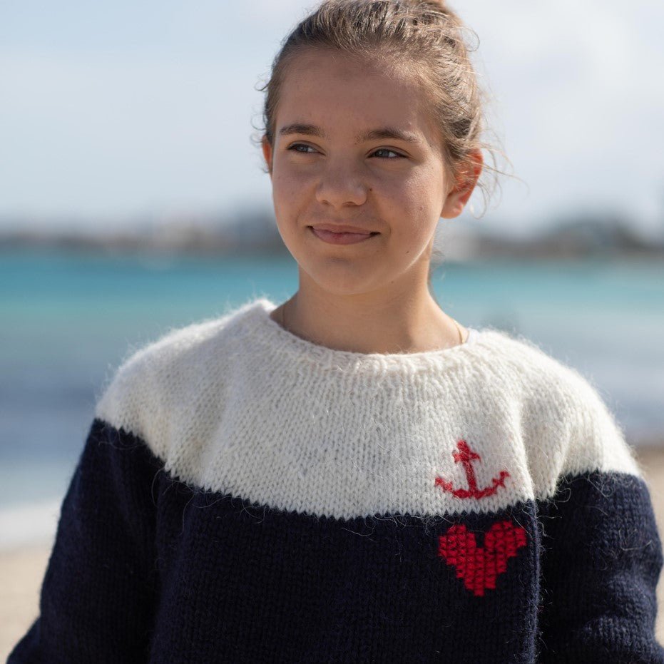 Handgestrickter Islandpullover Anker und Herz - Ankerherz Verlag