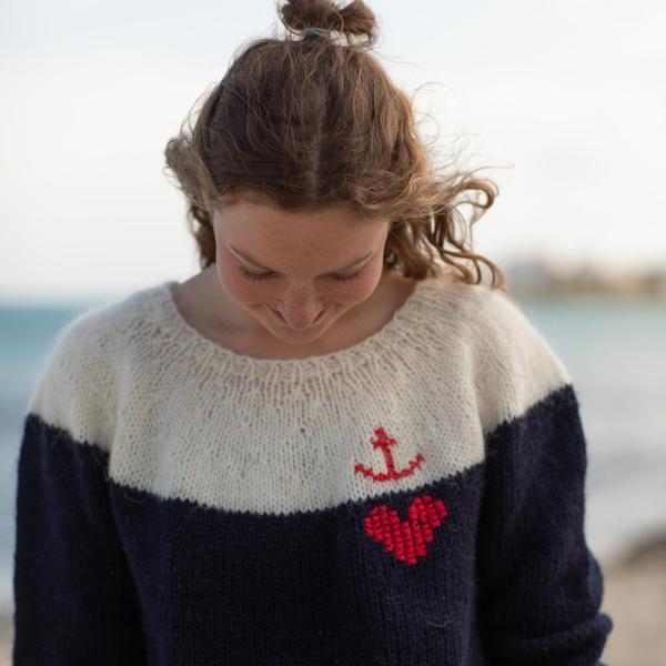 Handgestrickter Islandpullover Anker und Herz - Ankerherz Verlag