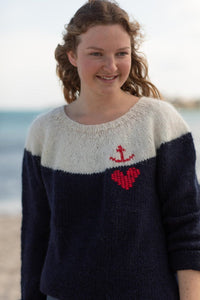 Handgestrickter Islandpullover Anker und Herz - Ankerherz Verlag