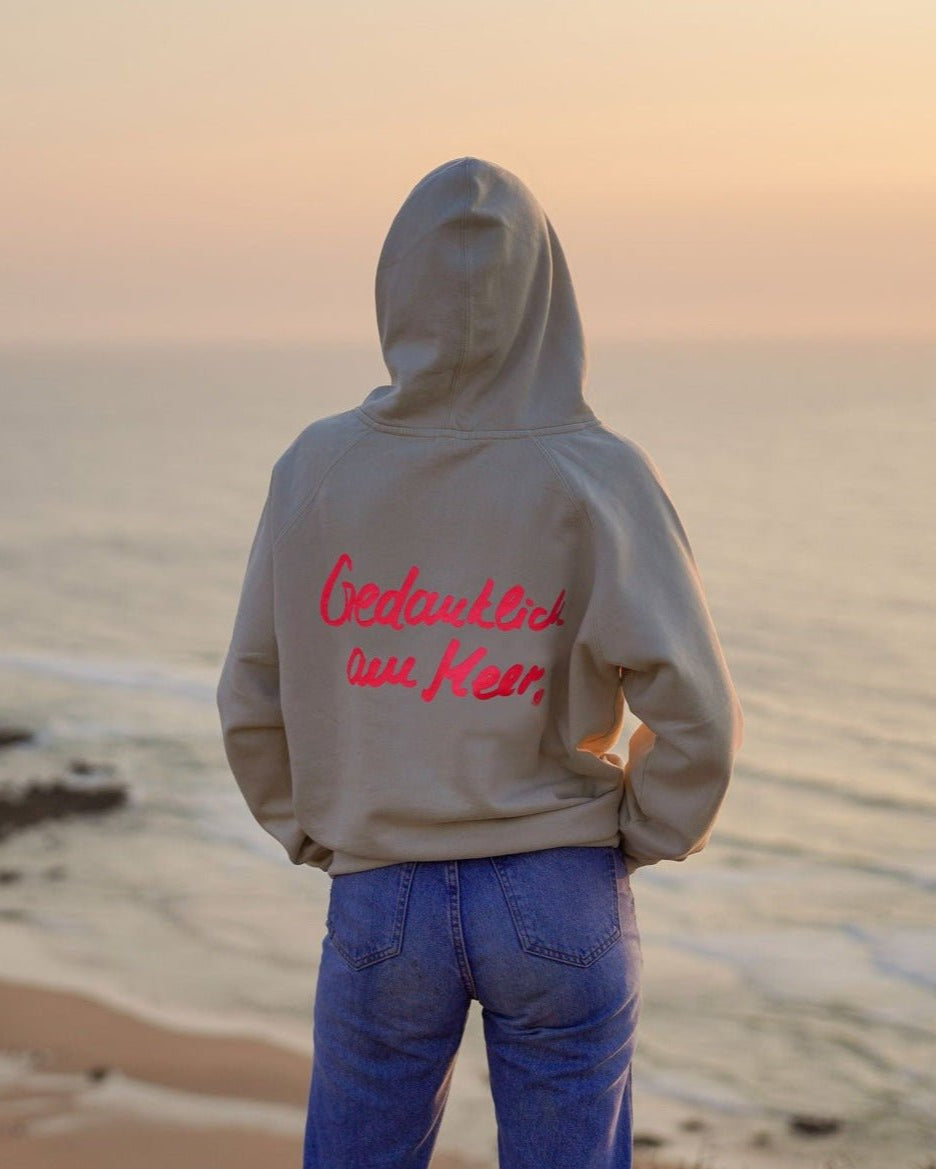 Hoody Gedanklich am Meer - Ivory Edition neonpink - Ankerherz Verlag