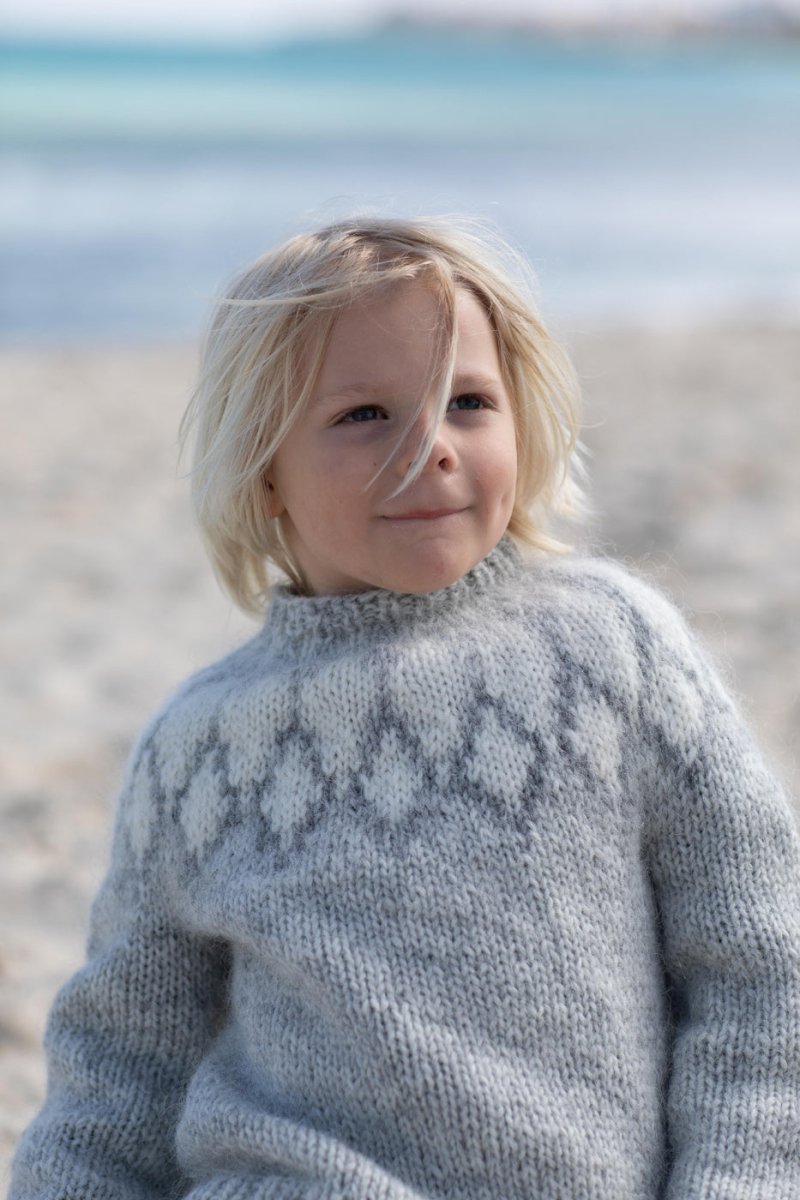 Islandpullover für Kinder in Grau - Ankerherz Verlag