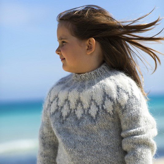 Islandpullover für Kinder in Grau - Ankerherz Verlag