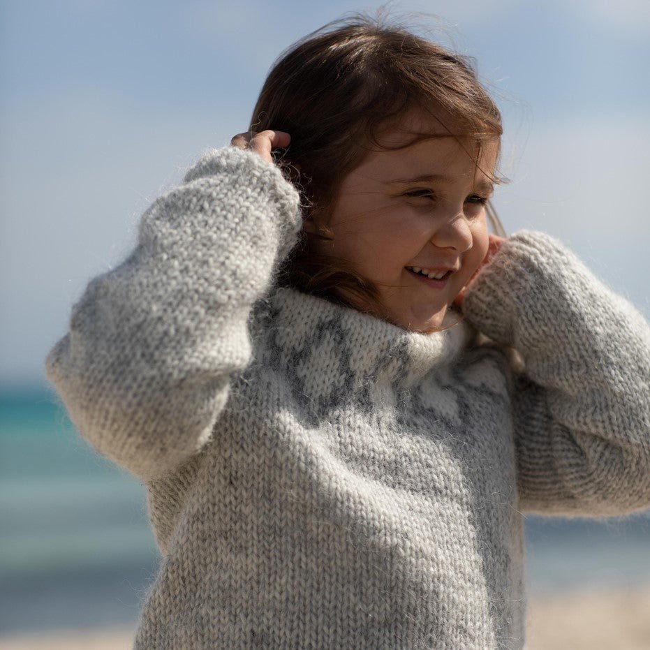 Islandpullover für Kinder in Grau - Ankerherz Verlag